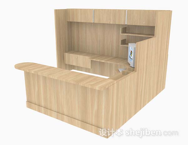 设计本家居黄色木质书桌3d模型下载