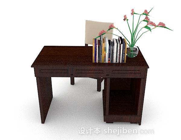 免费木质书桌椅3d模型下载