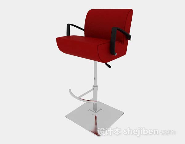 红色休闲吧台椅3d模型下载