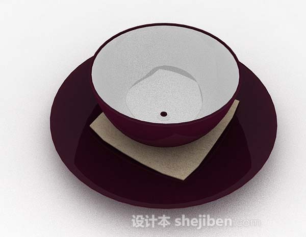 现代风格紫色陶瓷碗3d模型下载