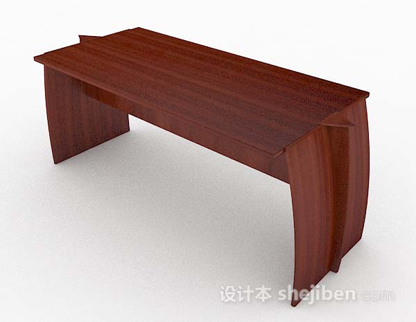 设计本简约木质红棕色书桌3d模型下载