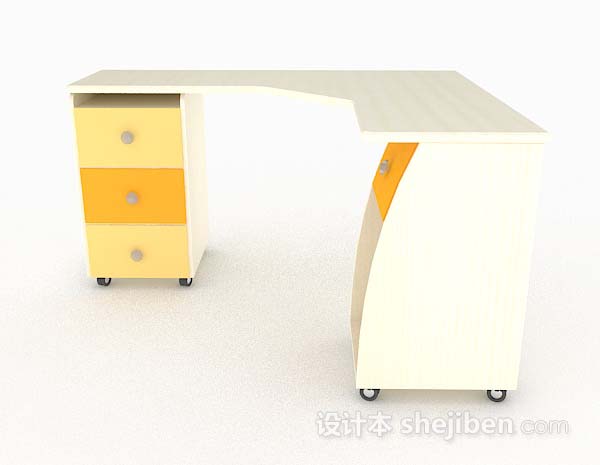 现代风格现代简约黄色书桌3d模型下载