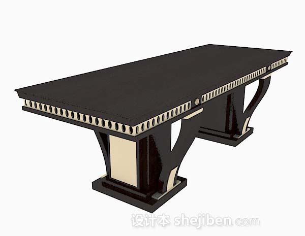 高档黑色书桌3d模型下载