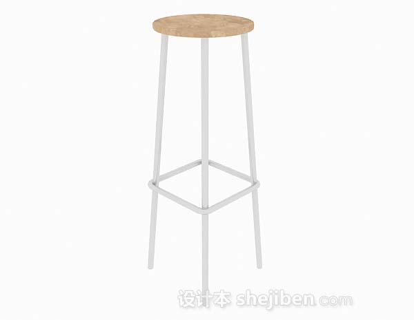 设计本现代简约木质圆形吧台凳3d模型下载