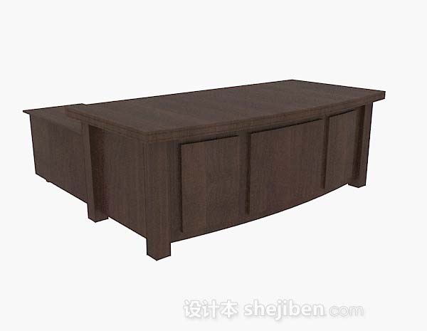 设计本办公棕色木质桌3d模型下载
