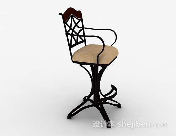 免费欧式木质棕色家居椅3d模型下载