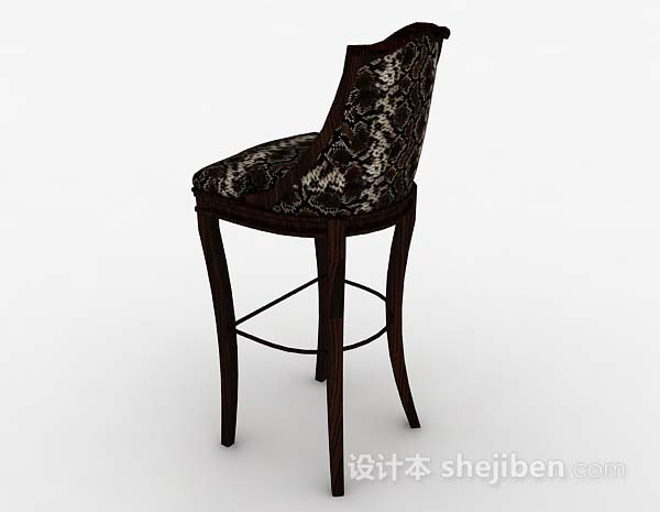 设计本个性棕色木质高脚椅3d模型下载