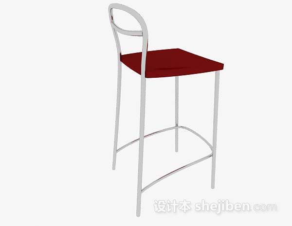 设计本简约红色高脚椅3d模型下载