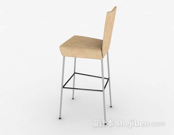 设计本浅棕色简约吧台椅3d模型下载