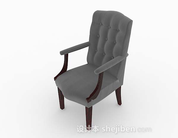 免费欧式简约灰色单人沙发椅3d模型下载