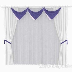 白紫色窗帘3d模型下载