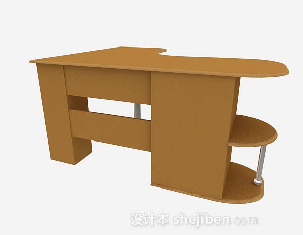 免费姜黄色办公桌子3d模型下载