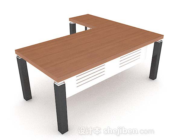 现代风格现代棕色简单木质书桌3d模型下载