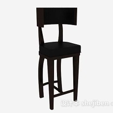 黑色木质简约吧台椅3d模型下载