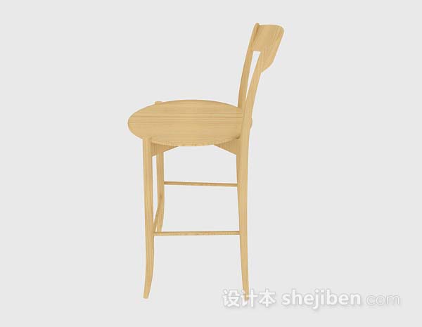 设计本黄色家居木质椅子3d模型下载