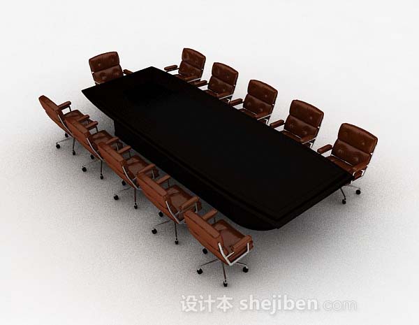 现代风格现代高档会议桌椅3d模型下载