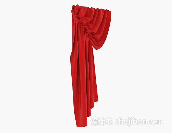 现代风格红色简单窗帘3d模型下载