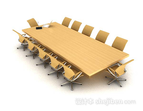 现代风格黄色简约会议桌椅3d模型下载
