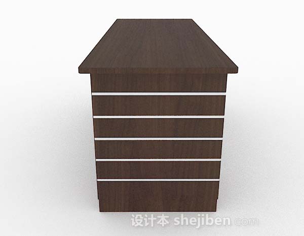 设计本简约深棕色木质书桌3d模型下载