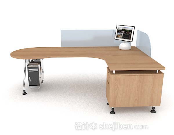 现代风格现代简约木质书桌3d模型下载