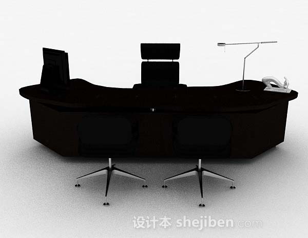 现代风格现代木质办公桌椅3d模型下载