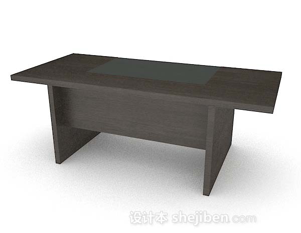免费深棕色实木办公桌3d模型下载