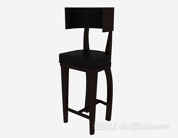 现代风格黑色木质简约吧台椅3d模型下载