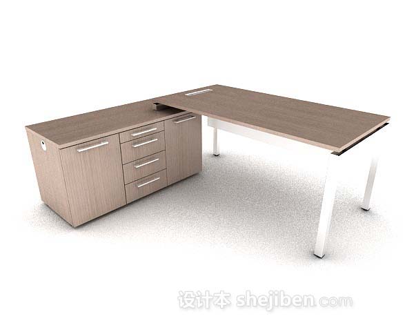 现代棕色书桌3d模型下载