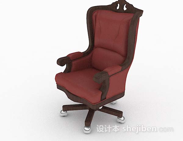 欧式风格欧式复古红色休闲椅3d模型下载