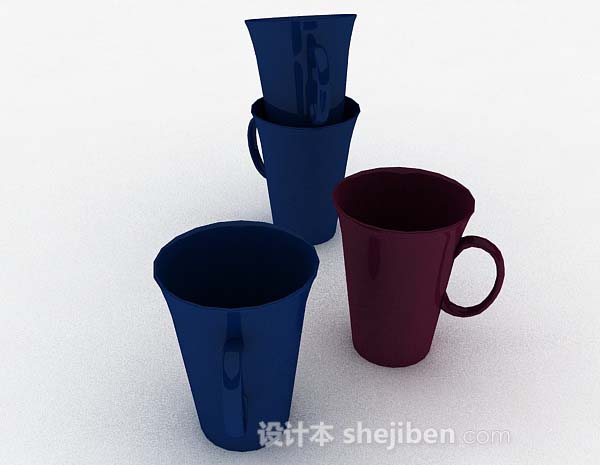 现代风格蓝色饮水杯子3d模型下载