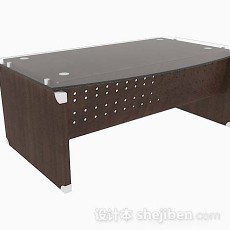 现代简单木质棕色书桌3d模型下载