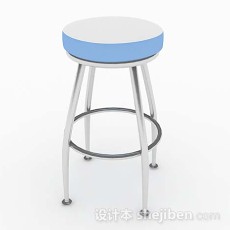 蓝白圆形凳子3d模型下载