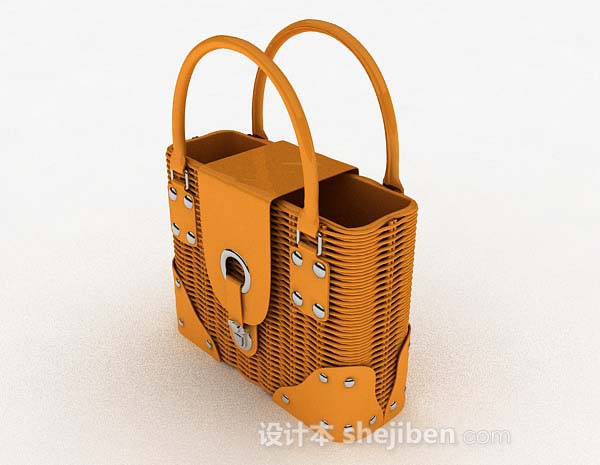 设计本姜黄色手提包3d模型下载