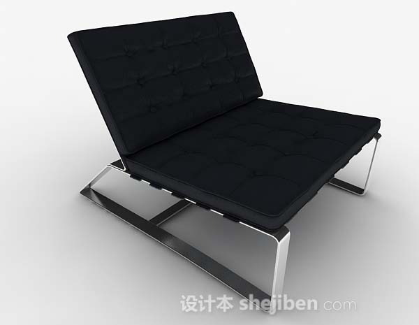 免费现代简约黑色家居休闲椅3d模型下载