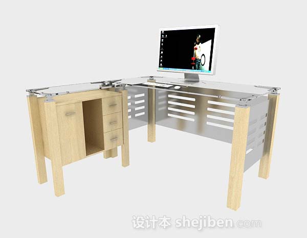 现代简约电脑书桌3d模型下载