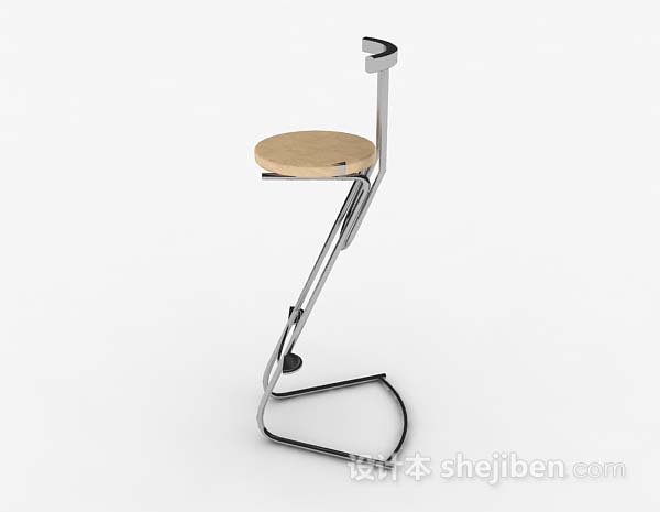 设计本现代黄色简约金属吧台椅3d模型下载