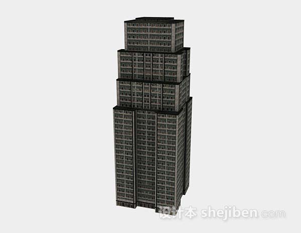 免费现代个性黑灰色大厦3d模型下载