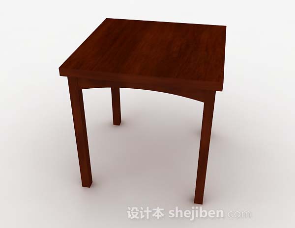 免费方形棕色木质餐桌3d模型下载