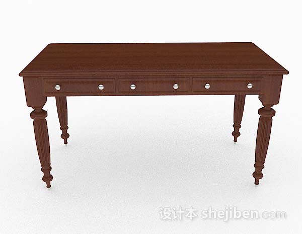 欧式风格欧式木质书桌3d模型下载