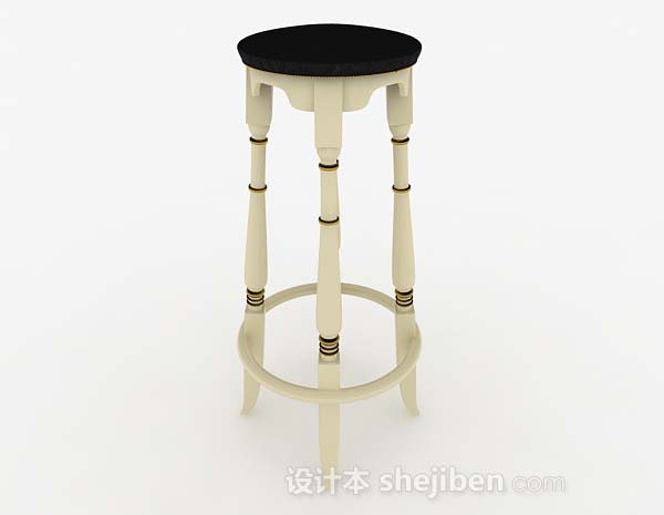 欧式木质圆形凳子3d模型下载
