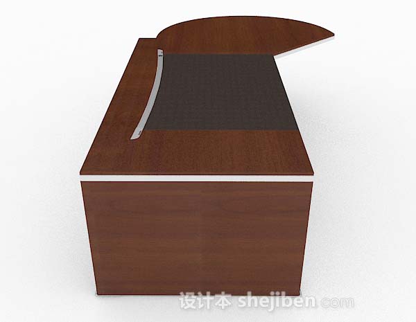 设计本棕色简约木质办公桌3d模型下载