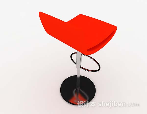 设计本现代简约红色高脚椅子3d模型下载