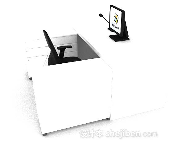 设计本黑白办公桌椅3d模型下载