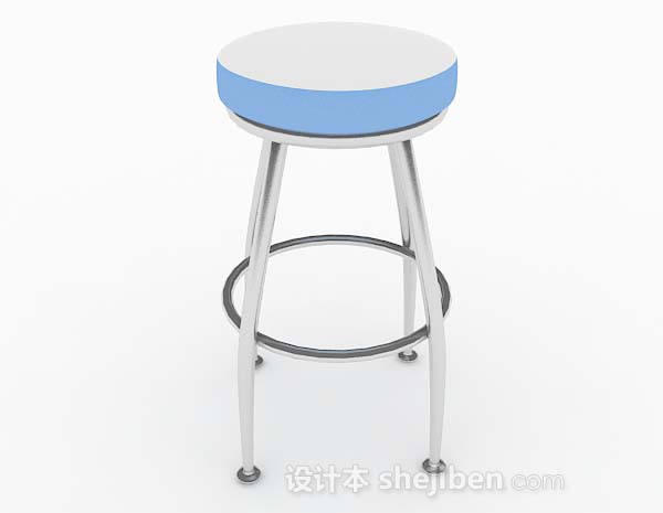 免费蓝白圆形凳子3d模型下载