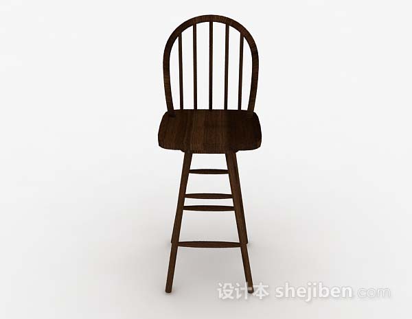 现代风格木质简单吧台椅自3d模型下载