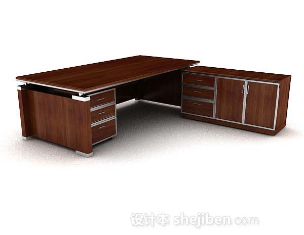 现代风格棕色木质高档书桌3d模型下载