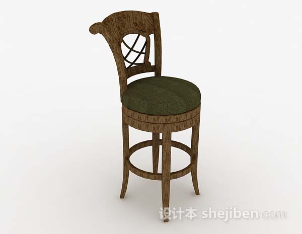 欧式复古木质高脚椅3d模型下载