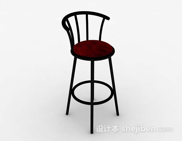 现代红色木质高脚椅3d模型下载