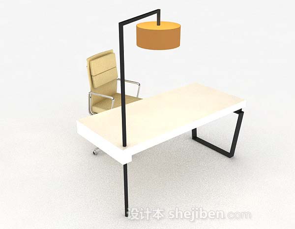 现代风格黄色简约桌椅组合3d模型下载