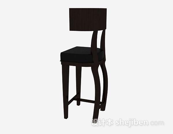设计本黑色木质简约吧台椅3d模型下载